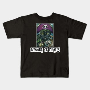 Beware of Pirates - Design 2 - Black Cat Kids T-Shirt